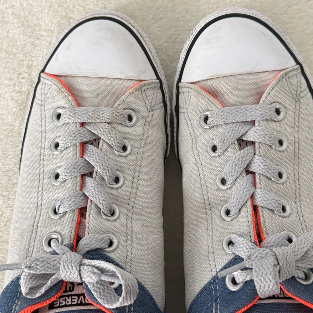 Converse All Star Low Top Blue Orange & White Sneakers Size 5 Junior